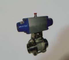 DN 32 TEK ETKİLİ PNÖMATİK ATUATÖRLÜ KÜRESEL VANA TAM GEÇİŞLİ PASLANMAZ ÇELİK AISI 304 (DİŞLİ)