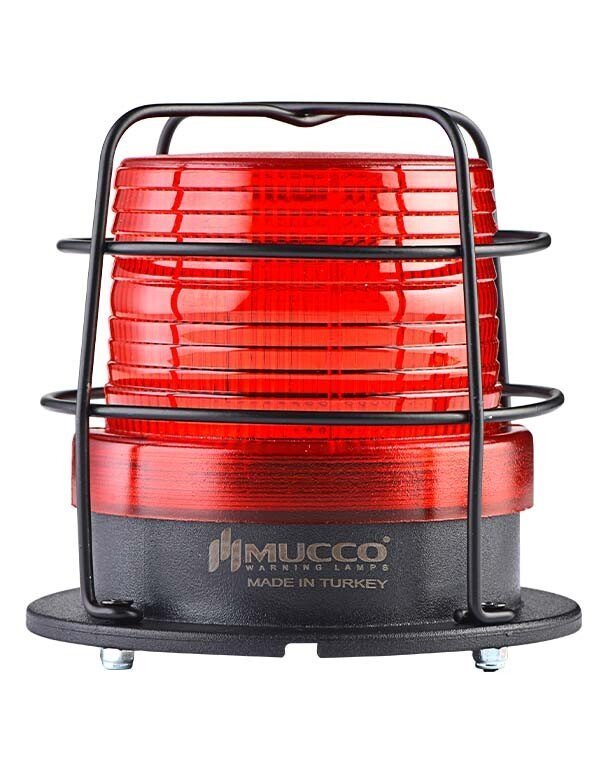 Mucco 90 Serisi 5 Mod Buzzer-Kafesli Power LED Tepe Lambası 85-260V AC - DC - Kırmızı