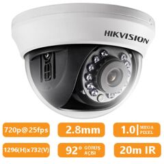 Hikvision DS-2CE56C0T-IRMM TVI 720P 2.8 mm Sabit Lensli IR Dome Kamera