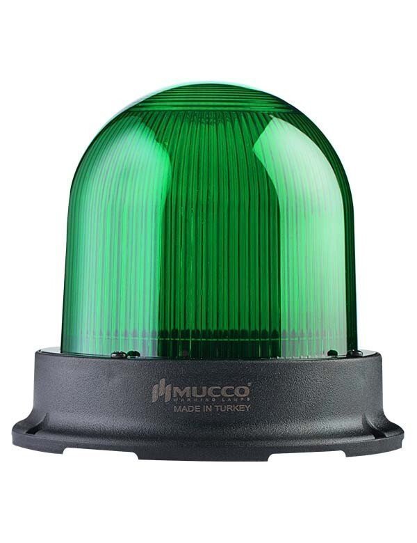 Mucco 125 Serisi 5 Mod Power LED Buzzerlı Tepe Lambası 12-24V AC - DC - Yeşil