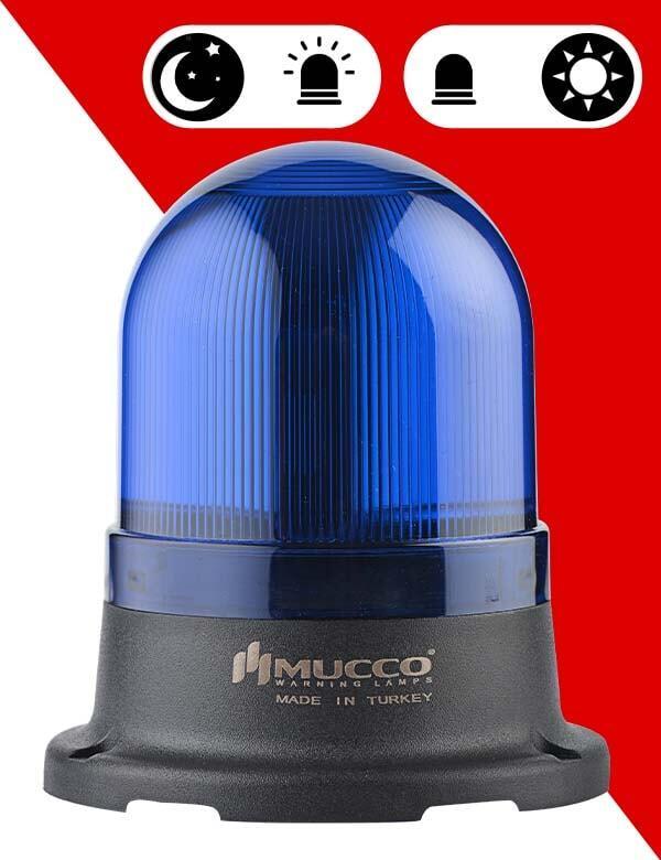 Mucco 5 Mod Sensörlü Tepe Lambası SNT-915-ND 90 Ø(mm) - 12-24V AC - DC - Mavi