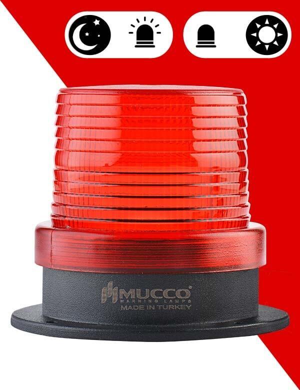 Mucco 5 Mod Buzzer Sensörlü Tepe Lambası SNT-915-B-ND 100 Ø(mm) - 12-24V AC - DC - Kırmızı