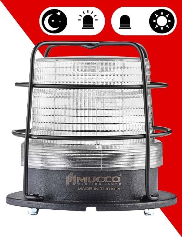 Mucco 5 Mod Sensörlü Buzzer-Kafesli Tepe Lambası SNT-915-B-ND-KFS 90 Ø(mm) - 85-260V AC - DC - Beyaz