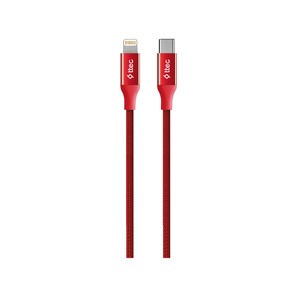2DK41 ttec AlumiCable Type-c - Lightning Hızlı Şarj Kablosu 150cm Kırmızı