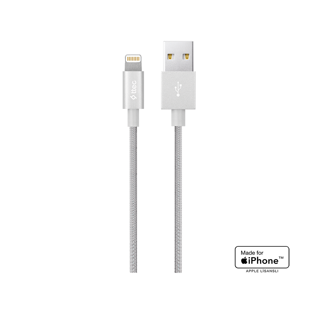 2DKM02 ttec AlumiCable MFi iPh. Şarj Kablosu Altın Gümüş
