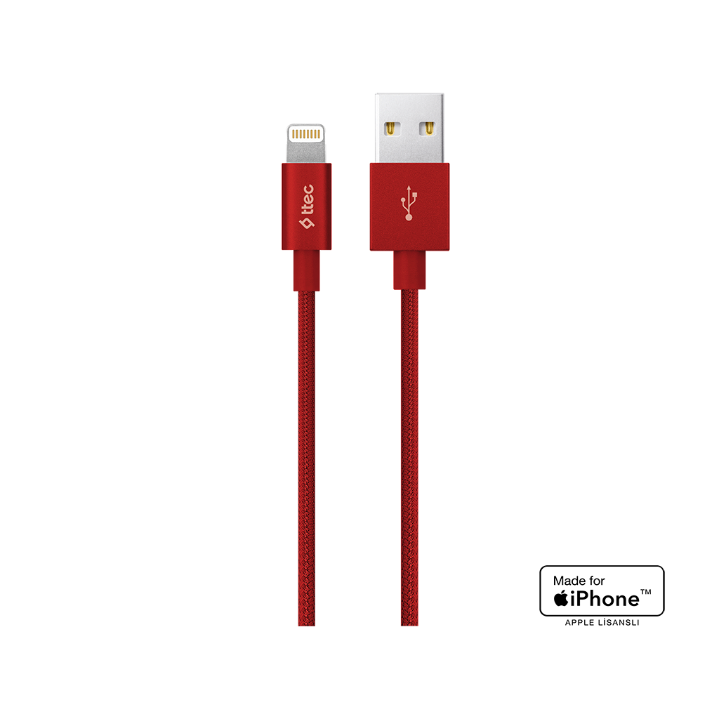 2DKM02 ttec AlumiCable MFi iPh. Şarj Kablosu Altın Kırmızı