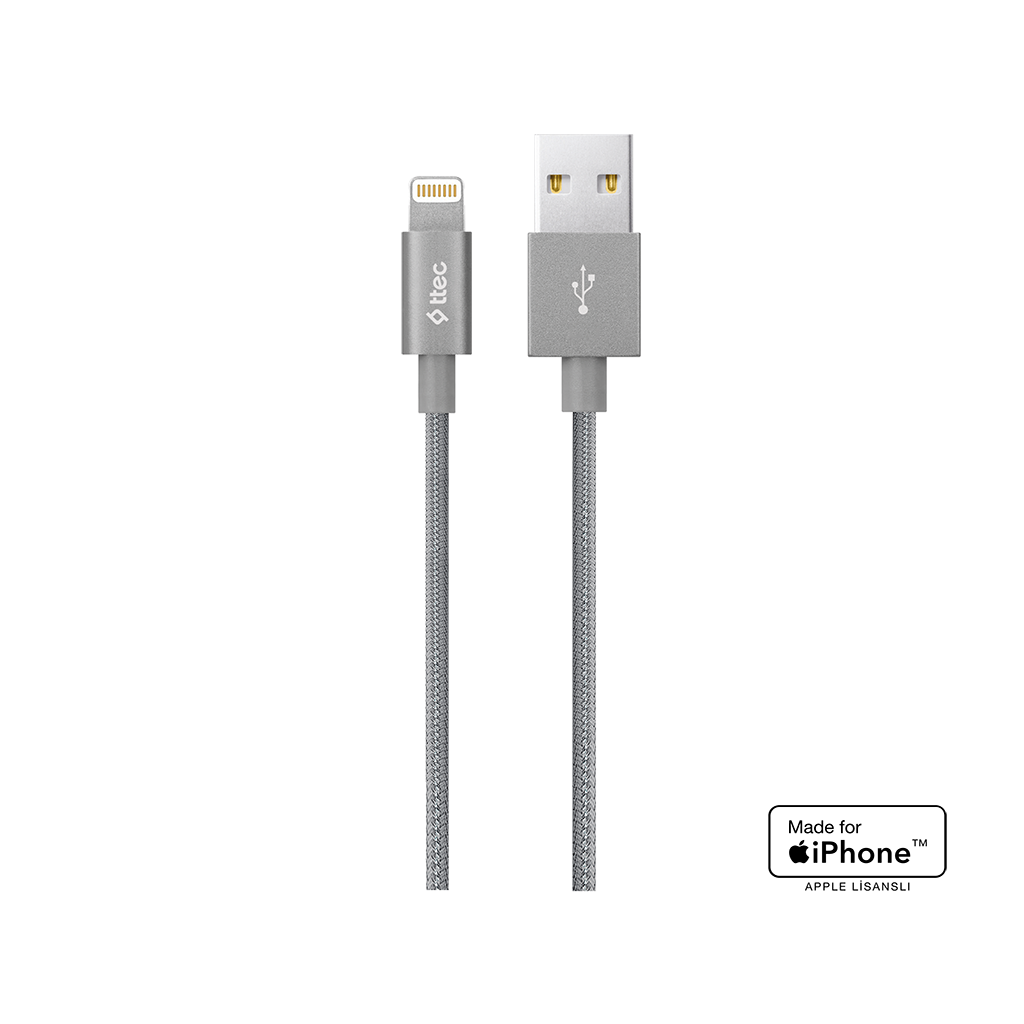 2DKM02 ttec AlumiCable MFi iPh. Şarj Kablosu Altın Uzay Grisi