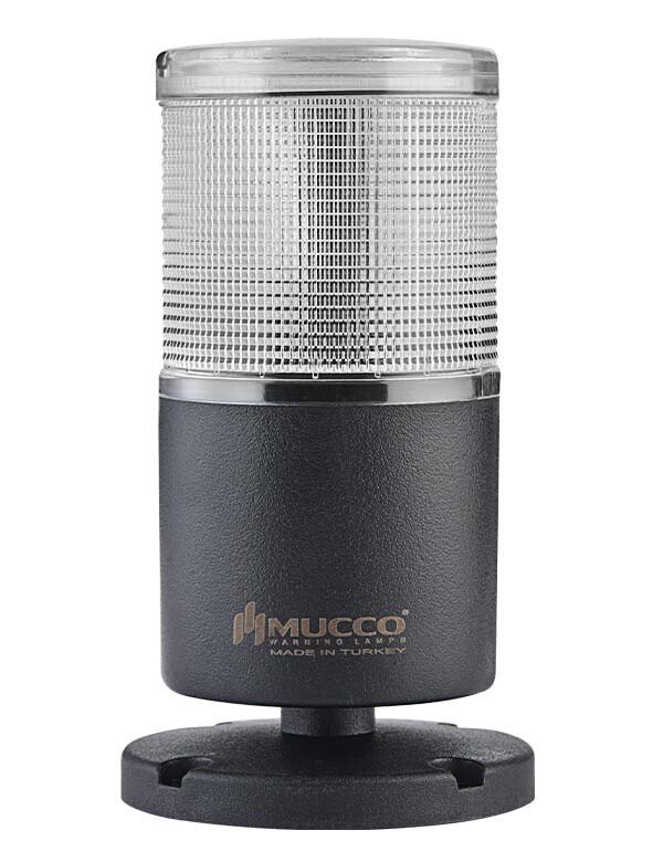 Mucco 1 Katlı Flaşör - Buzzer Kolon Işık 24v DC SNT-7024-FB1 Beyaz