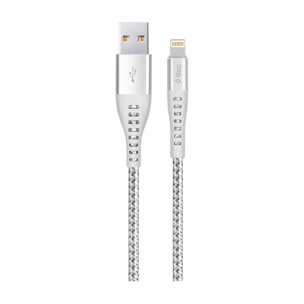 2DKX01L ttec ExtremeCable Ekstra Dayanıklı iPh. Şarj Kablosu 150cm Gümüş