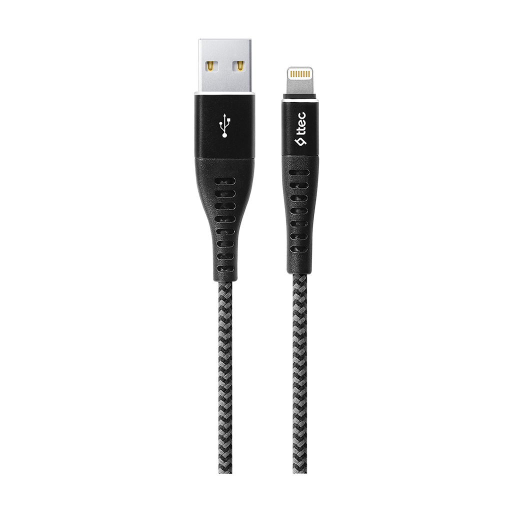 2DKX01L ttec ExtremeCable Ekstra Dayanıklı iPh. Şarj Kablosu 150cm Siyah
