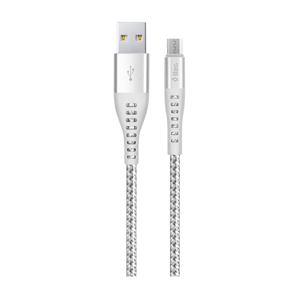 2DKX03MG ttec ExtremeCable Ekstra Dayanıklı Micro USB Şarj Kablosu 150cm Gümüş Gümüş