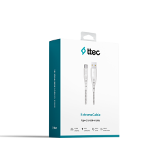 2DKX02C ttec ExtremeCable Ekstra Dayanıklı Type C Şarj Kablosu 150cm Gümüş