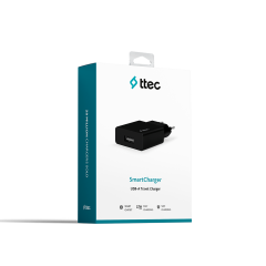 2SCS20B ttec SmartCharger 2.1A Seyahat Şarj Aleti Beyaz Siyah