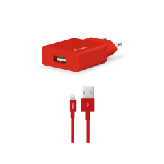 2SCS20L ttec SmartCharger Seyahat Şarj Aleti 2.1A + Lightning Kablo Kırmızı