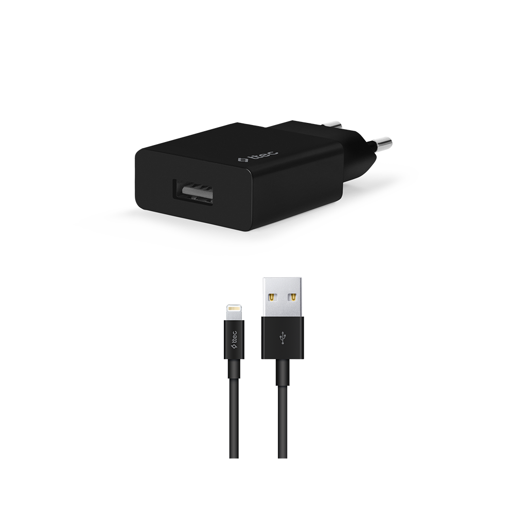 2SCS20L ttec SmartCharger Seyahat Şarj Aleti 2.1A + Lightning Kablo Siyah
