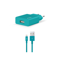 2SCS20L ttec SmartCharger Seyahat Şarj Aleti 2.1A + Lightning Kablo Turkuaz
