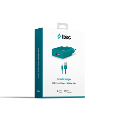 2SCS20L ttec SmartCharger Seyahat Şarj Aleti 2.1A + Lightning Kablo Turkuaz