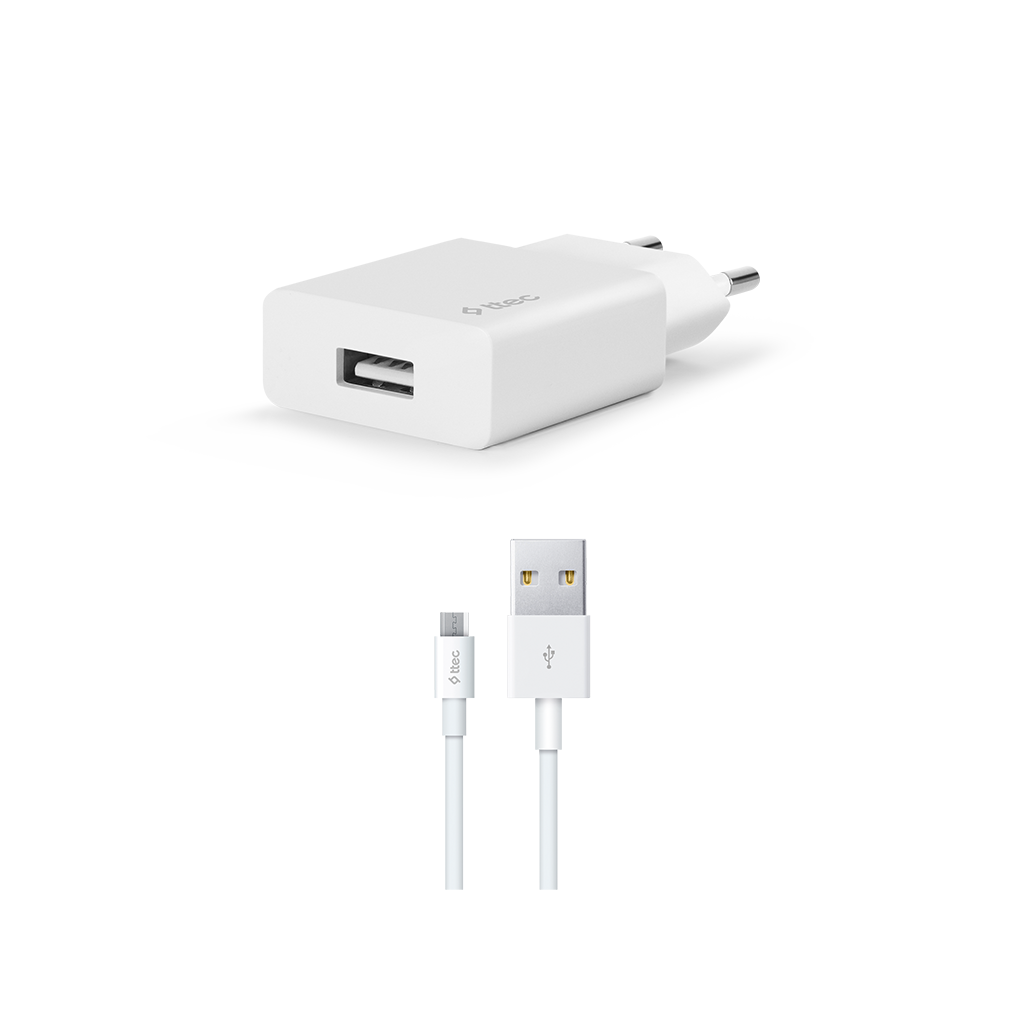 2SCS20MB ttec SmartCharger 2.1A Seyahat Şarj Aleti + Micro USB Kablo Beyaz Beyaz