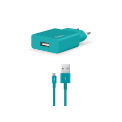 2SCS20MB ttec SmartCharger 2.1A Seyahat Şarj Aleti + Micro USB Kablo Beyaz Turkuaz