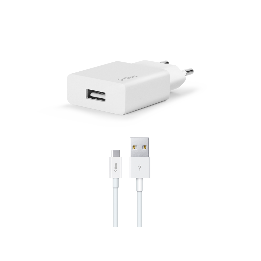 2SCS20C ttec SmartCharger 2.1A Seyahat Şarj Aleti + Type-C Kablo Beyaz