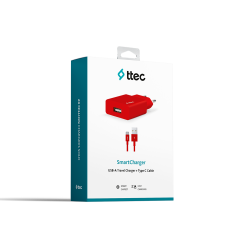 2SCS20C ttec SmartCharger 2.1A Seyahat Şarj Aleti + Type-C Kablo Kırmızı