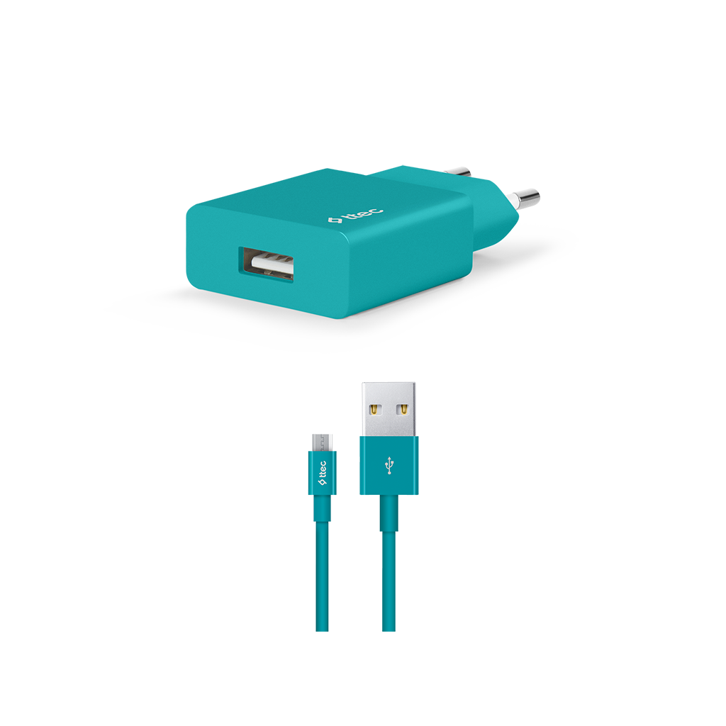 2SCS20C ttec SmartCharger 2.1A Seyahat Şarj Aleti + Type-C Kablo Turkuaz