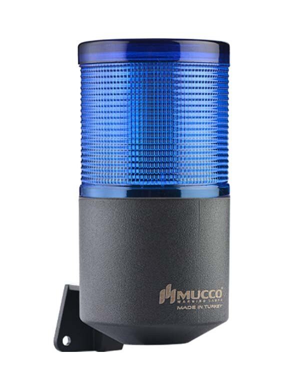 Mucco 1 Katlı Kuru Kontaklı Flaşör-Sabit Buzzer Işıklı Kornalar SNT-K7013-F1 12-24V AC - DC - Mavi