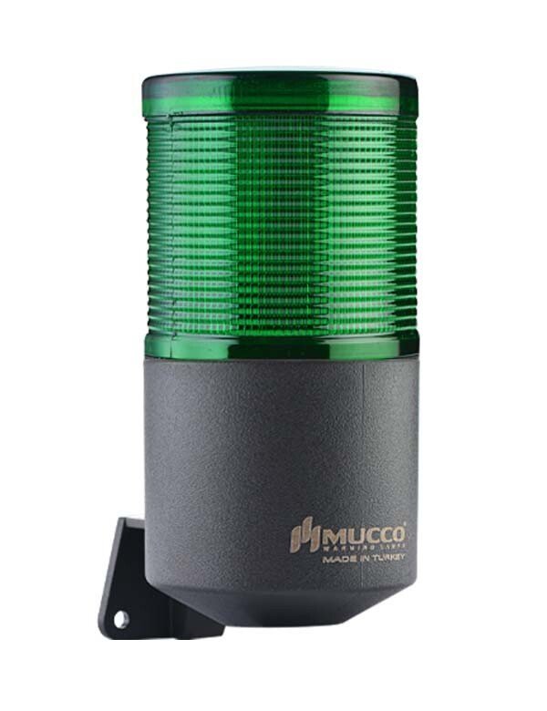 Mucco 1 Katlı Kuru Kontaklı Flaşör-Sabit Buzzer Işıklı Kornalar SNT-K7013-F1 40-260V AC - DC - Yeşil