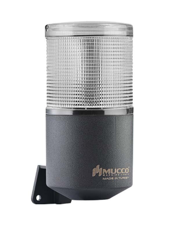 Mucco 1 Katlı Kuru Kontaklı Döner Buzzer Işıklı Kornalar SNT-K7013-D1 40-260V AC - DC - Beyaz