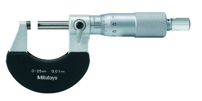 Mitutoyo 102-301 0-25mm, 0,01mm Isı Yalıtım Çerçeveli Sağlam Tip Dış Çap Mikrometre