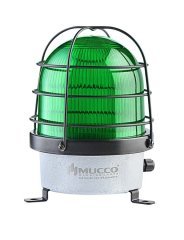 Mucco D-125 Serisi Endüstriyel Çakar-Kafesli İkaz Lambası SNT-D12513-KFS 12-24V AC - DC - Yeşil