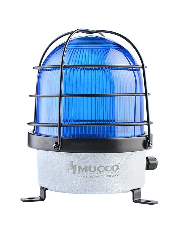 Mucco D-125 Serisi Endüstriyel Çakar-Kafesli İkaz Lambası SNT-D12513-KFS 85-260V AC - DC - Mavi