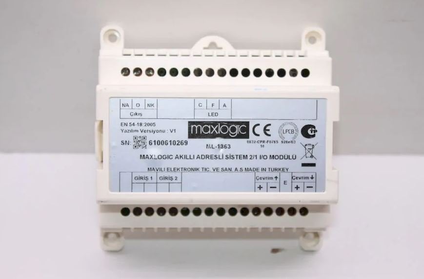 Mavili ML-1363.SCI/M Maxlogic Adresli 2/1 I/O Modül, 2 Kontak İzleme, 1 Röle Çıkışı, Kısa Devre İzolatörlü, Marin