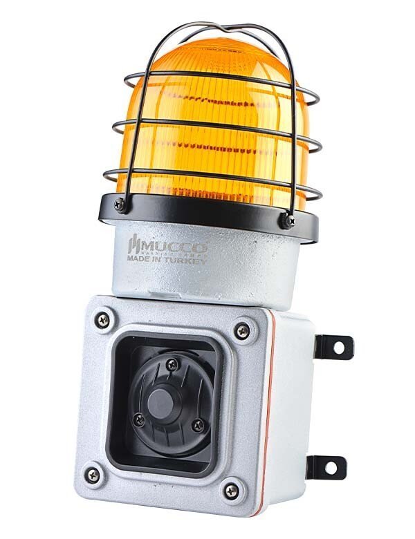 Mucco ES125 Serisi 7 Sesli Çakar-Kafesli Endüstriyel Siren SNT-ES12513-D 12-30V - DC - Sarı
