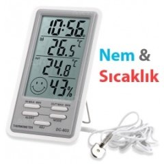 DC-803 Kablolu Alarmlı Sıcaklık ve Nem Ölçer