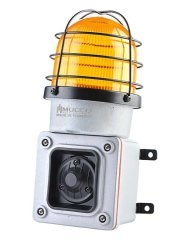 Mucco ES125 Serisi 7 Sesli Çakar-Kafesli Endüstriyel Siren SNT-ES12513-D 48V AC - DC - Sarı